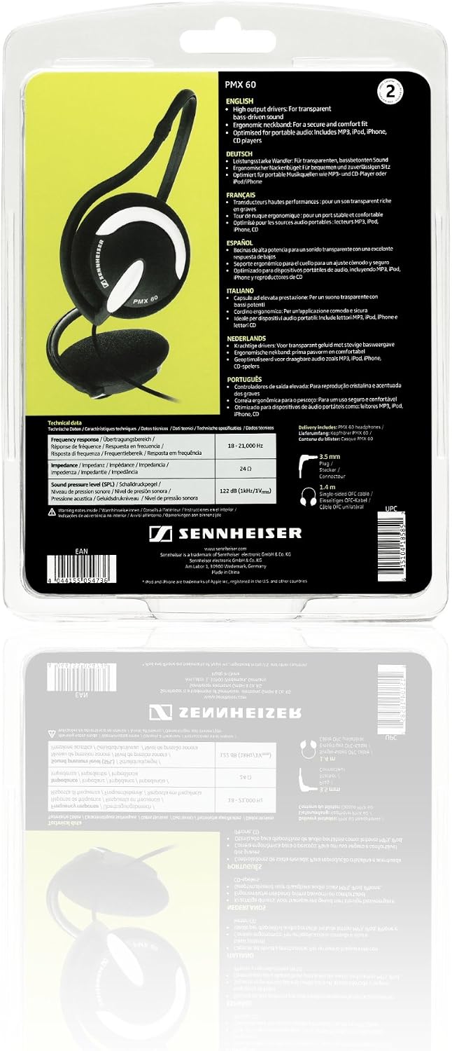 Sennheiser PMX 60 II Open Dynamic Supra-Aural Rugged Neckband Headphones - Connect To Apple iPad, iPod, iPhone, MP3/MP4 Players, Galaxy Tab, Mobile Phones And All Audio Devices