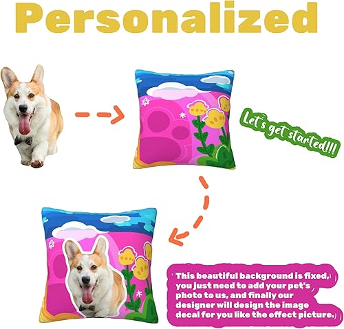 Miniatura 9 de Funda de almohada personalizada con fotos de mascotas, funda de almohada personalizada de gatos y perros, funda de almohada de 18 x 18 pulgadas para