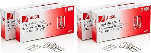 Miniatura 3 de Acco Regal Clips de papel n.º 3, 100/caja, plata, paquete de 2 (ACC72152)
