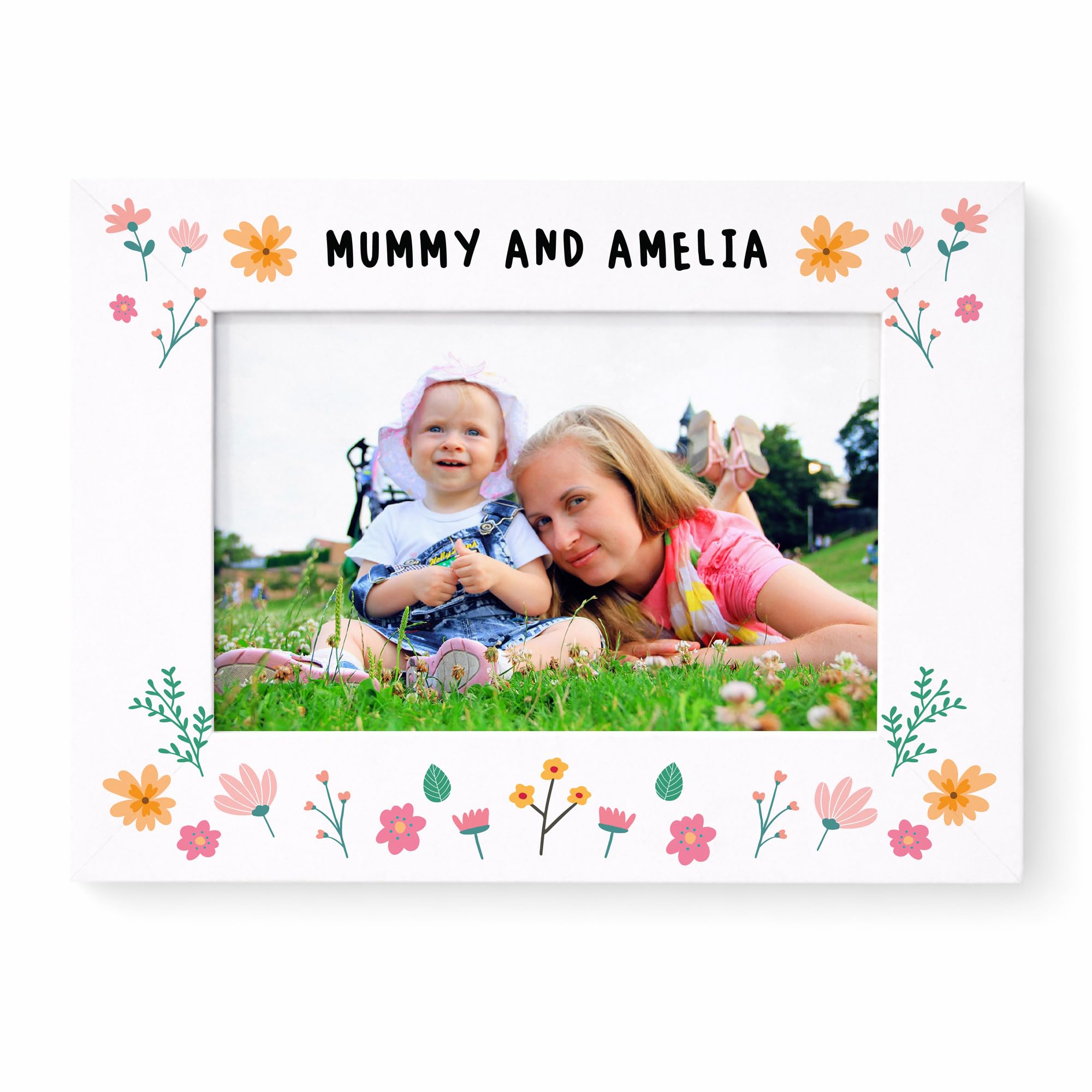 RED OCEAN Mother's Day Picture Frame Personalised Mummy And Any Name 7x5 Wooden Frame Mummy Gift Birthday Mothers Day Present from Daughter Son Keepsake