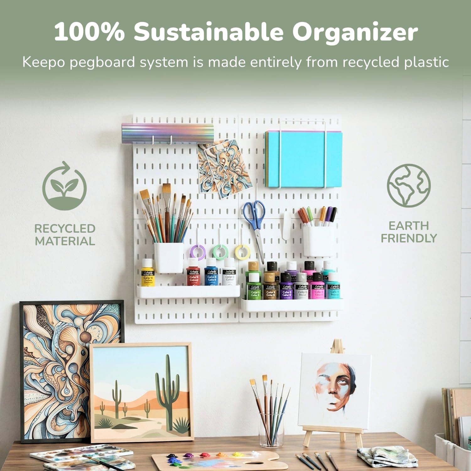 Keepo Kit de combinaison de panneaux perforés, panneaux perforés et accessoires de suspension modulaire pour organisateur mural, organisation d'artisanat, affichage d'ornements, rangement de chambre