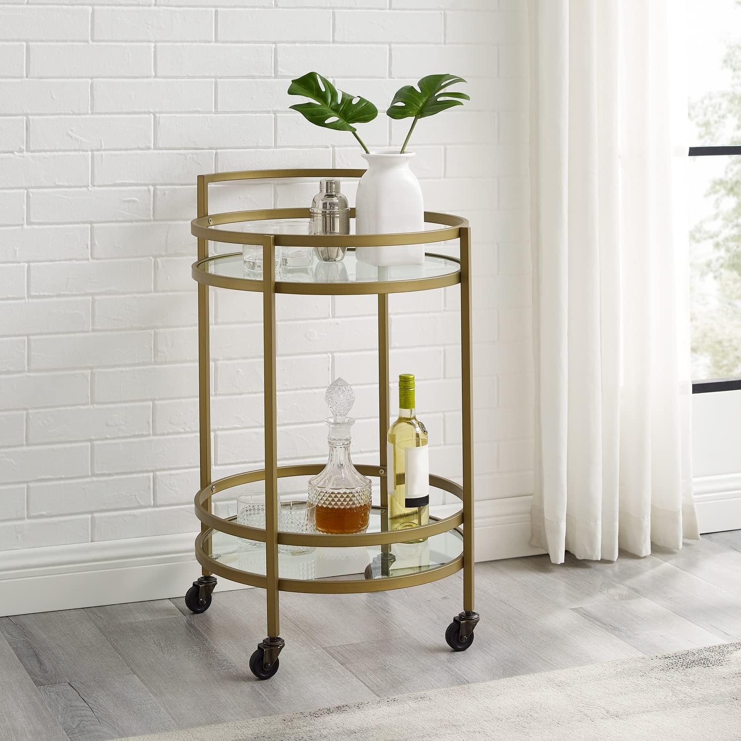 Amazon.com - Maykoosh African Artistry Round Bar Cart, Gold, 20" D x 21 ...