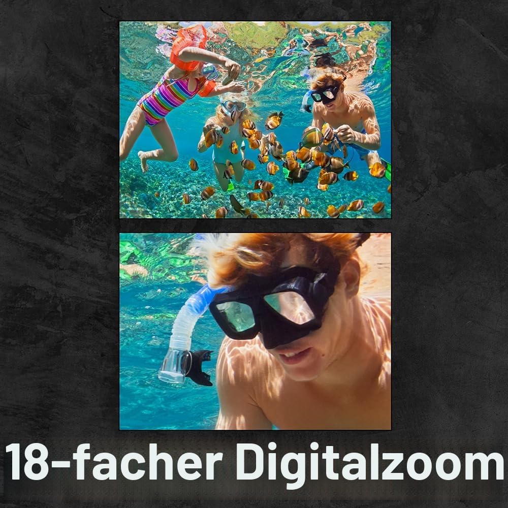Agfa Camcorder Realimove Cc4000 Black | Wasserdicht, 3-Zoll-Touchscreen, 18-facher Digitalzoom, Video 2.7K, Foto 24 MP, Fernbedienung, LED, Lithiumbatterie