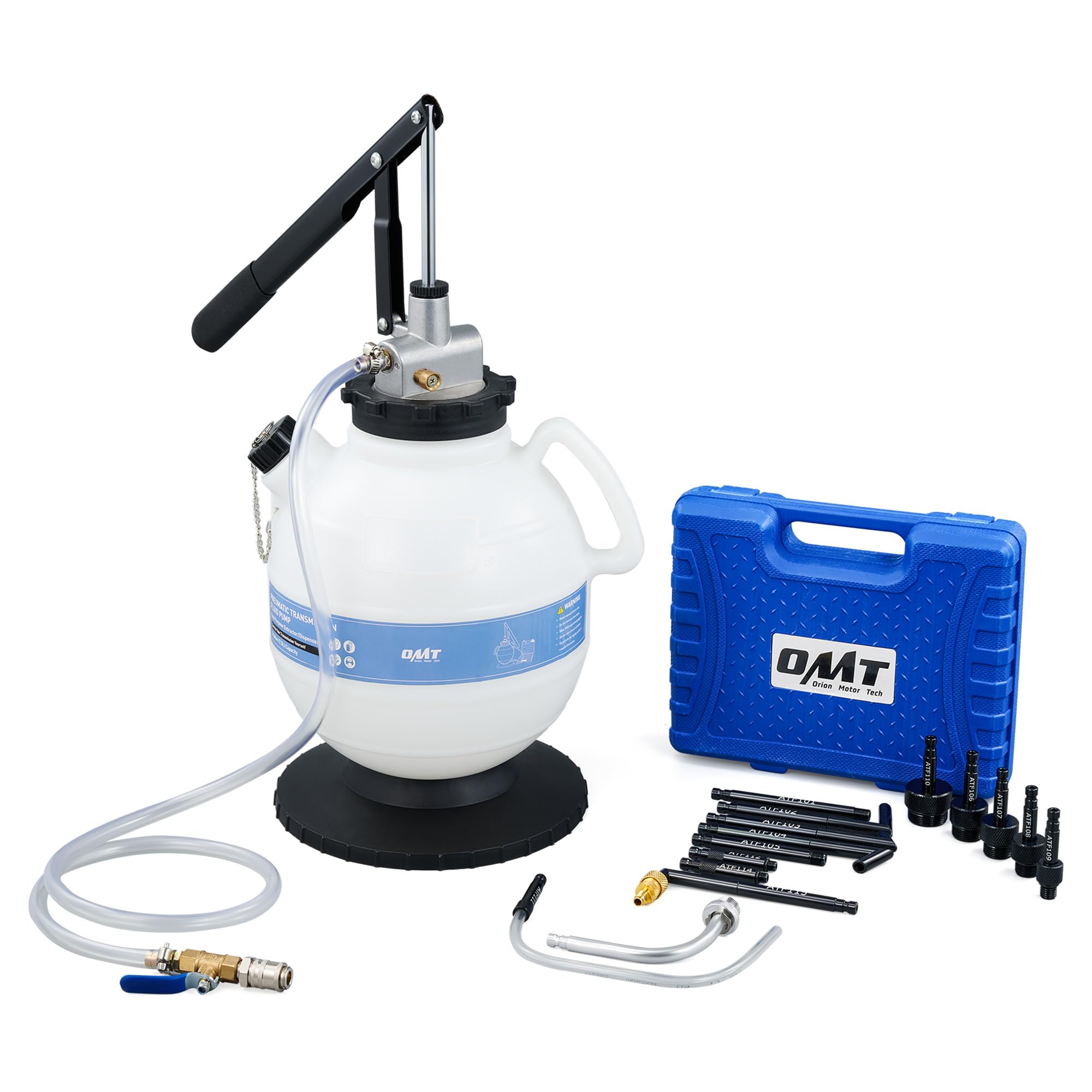 Orion Motor Tech 7,5L Bomba de Llenado de Aceite para Transmisión de Caja de Cambios Máquina de Llenado de Aceite con 15 Adaptadores Dispositivo de Llenado de Aceite para Coches