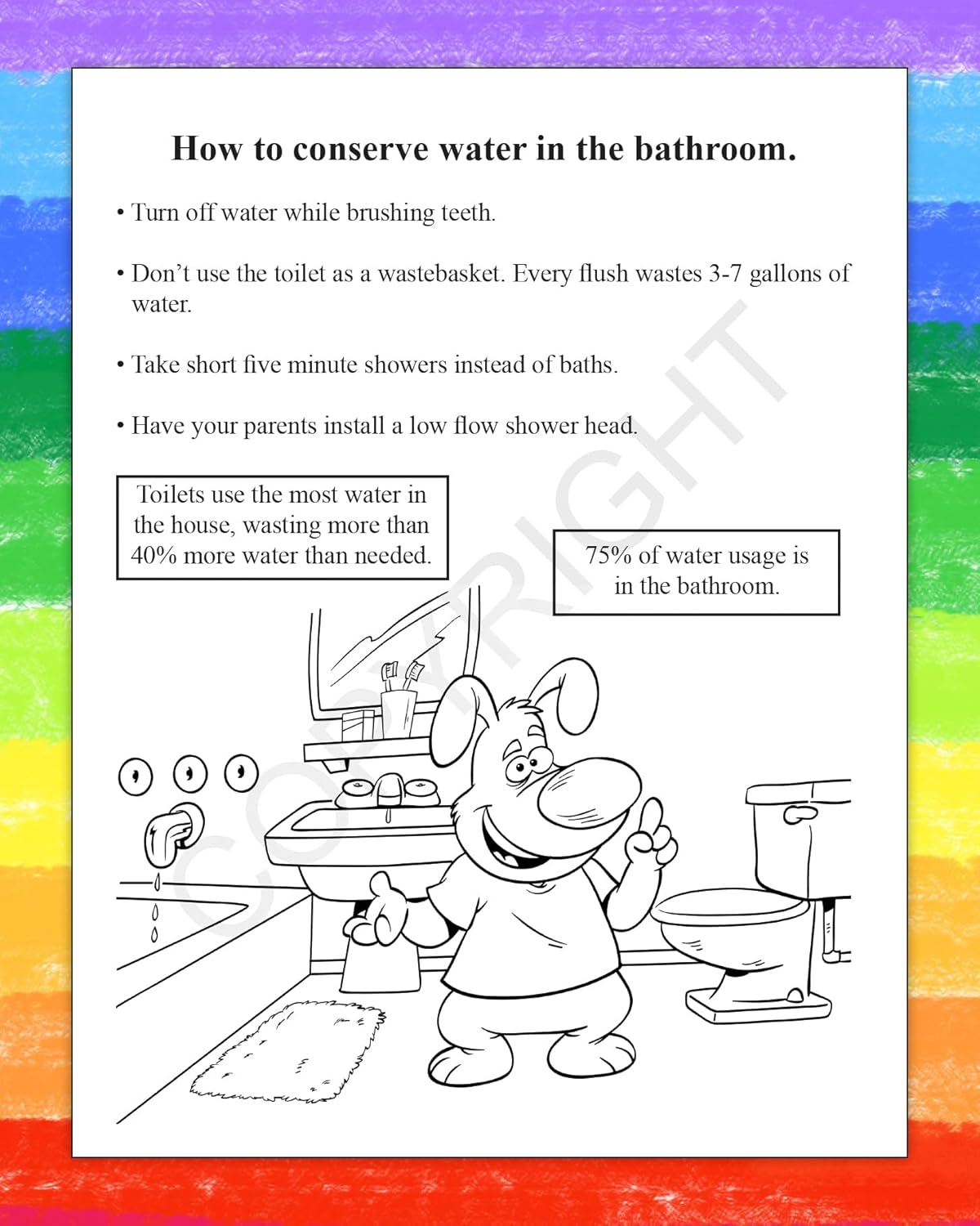 ZOCO – Water Conservation Coloring Books (50 Bulk Pack, Without Crayons) – Earth Day Activity, Environmental Handout for Kids