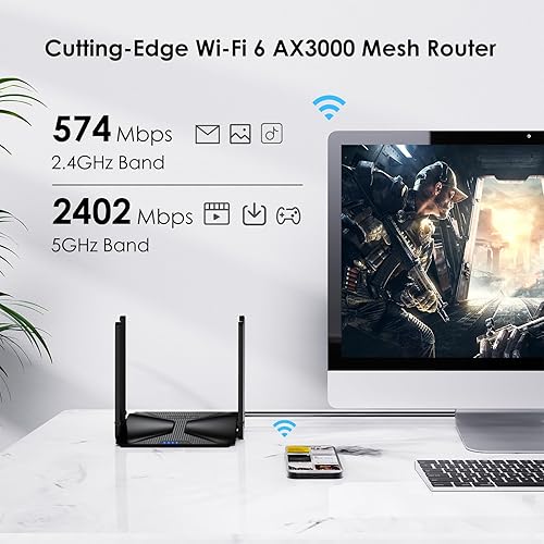 Miniatura 3 de WiFi 6 AX3000 Router inteligente de alta velocidad a Internet inalámbrico con antenas de alta ganancia de 5dBi, router de computadora Gigabit de