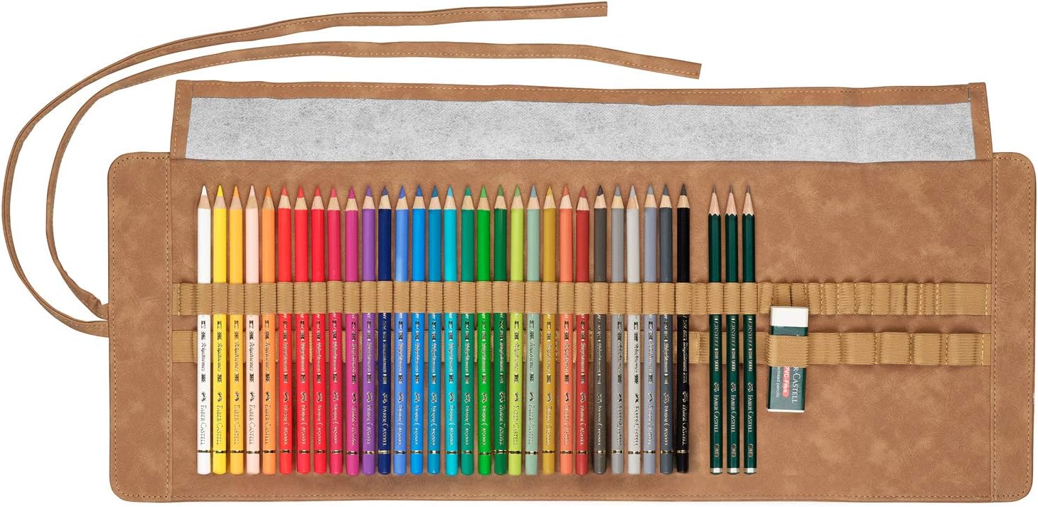 Faber-Castell Art & Graphic Polychromos Colour Pencil, Multicoloured, Pencil Roll Of 34, For Art, Craft, Drawing, Sketching, Home, School, University, Colouring