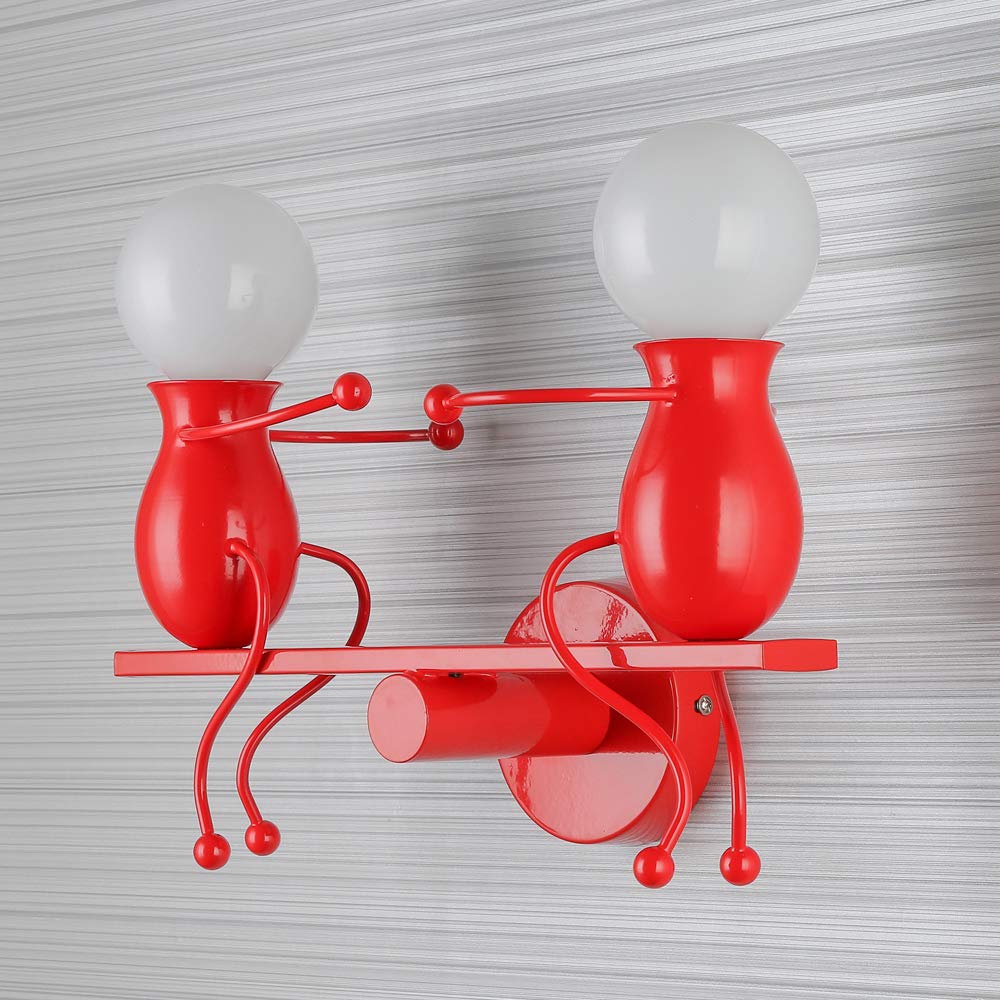 Creativo Applique da Parete Moderna Lampada da Parete Semplice Lampada a Muro Applique Candelabro Art Deco Max 60W E27 per Camera da letto, Scala, Corridoio, Ristorante (rosso)