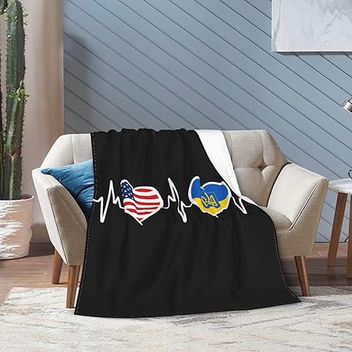 Miniatura 7 de Manta de franela cálida y ultrasuave con bandera de Estados Unidos y Ucrania, color negro, para todas las estaciones, decoración del hogar, regalos
