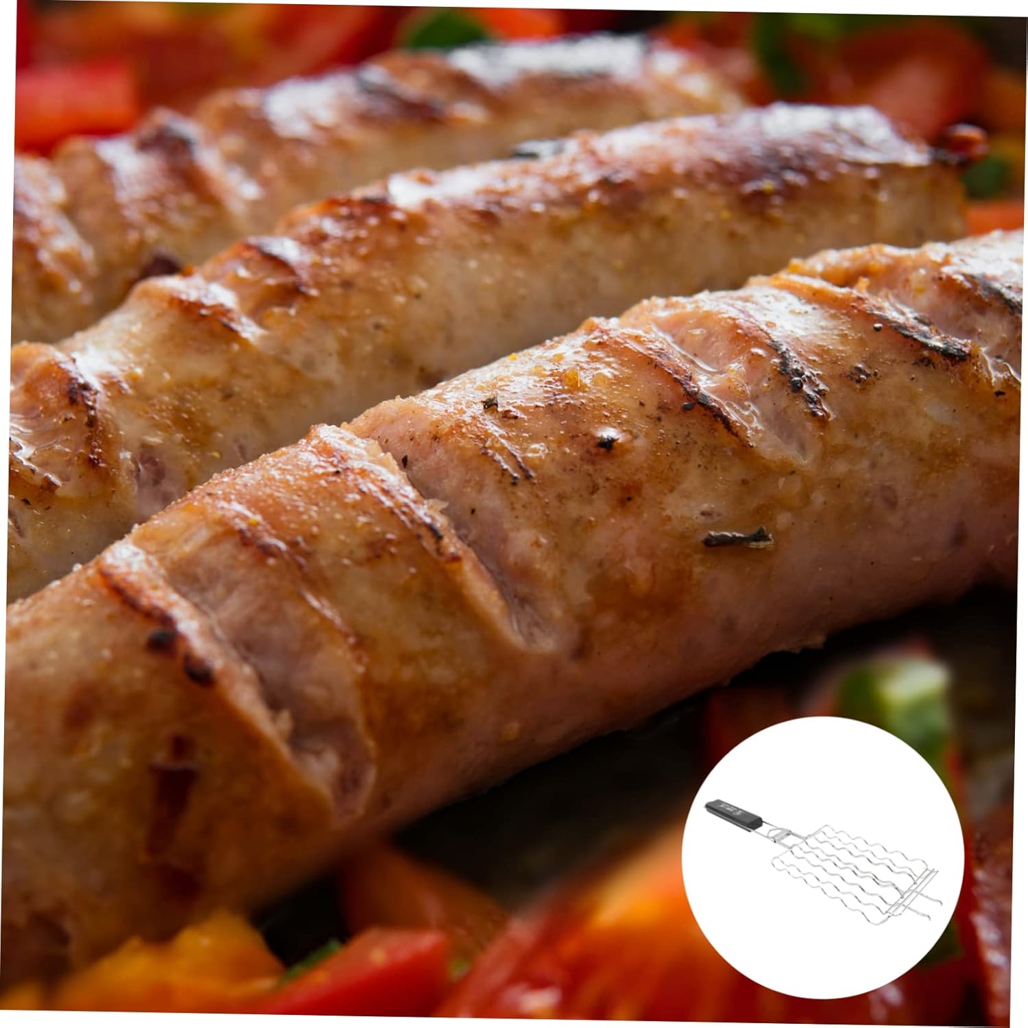 Stainless Steel Barbecue Tool Grilling Basket Meat Grilling Net for Outdoor Grills