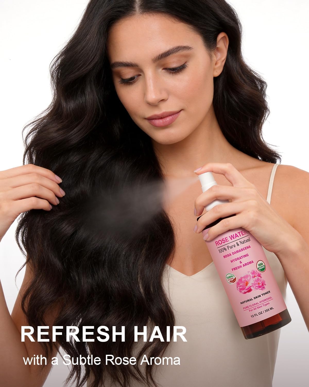 Yoken Organic Rose Water Spray 12oz, USDA Organic Face Mist, Alcohol Free