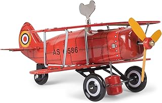 Vintage Red Curtis Biplane 3 x 7.75 Metal Decorative Tabletop Figurine