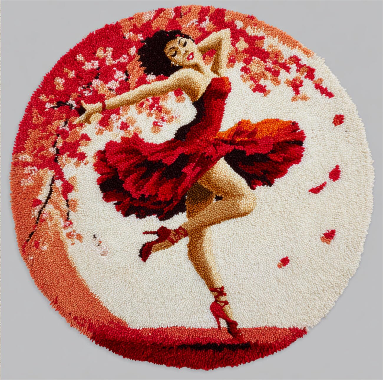 Kitquiver Latch Hook Kit Rug Dancing Woman Latch Hook Kit for Beginners，Tapestry Carpet Latchs Set for Adults Self Knotting Set DIY Craft Kits 100x100cm
