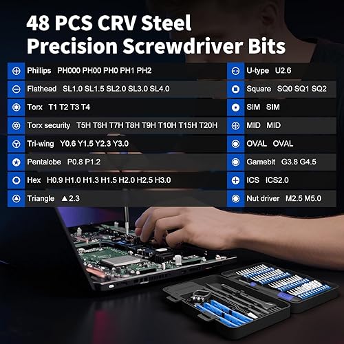 Miniatura 2 de STREBITO Juego de destornilladores de precisión pequeños de 64 piezas con Torx, Triwing, pentalobe, kit de herramientas de reparación electrónica