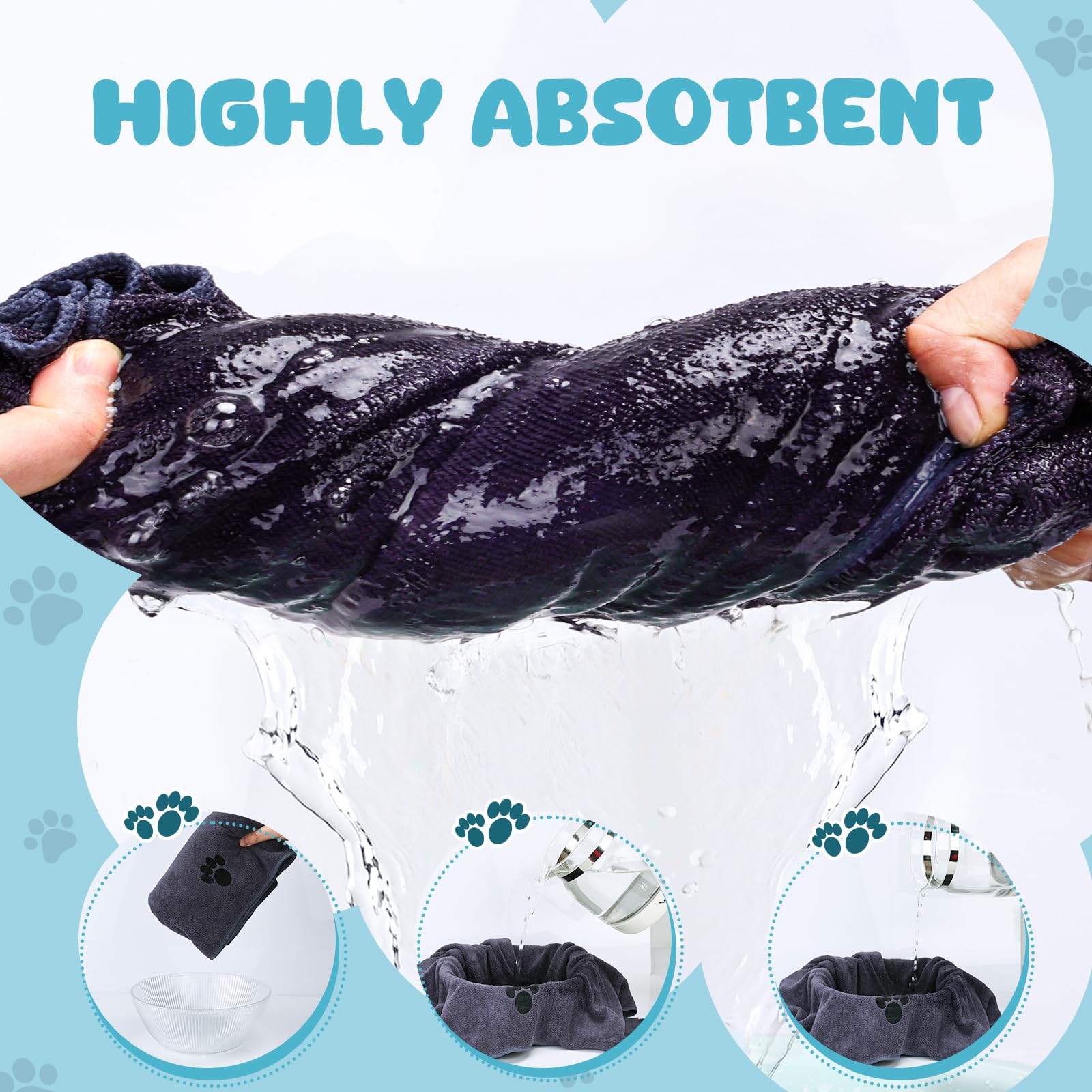 WOUSEDO Microfiber Dog Towels for Drying Dogs,40'' X 23.6'', Super Absorbent and Soft Pet Grooming Towel, Perfect Shower & Bath Supplies for Dogs(2-Pack Grey) - 5