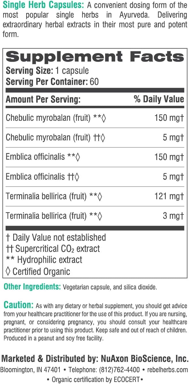 Rebel Herbs Triphala Capsules : Health & Household