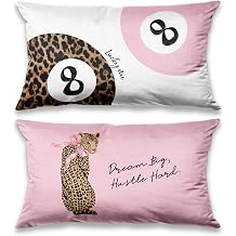 Preppy Pink Leopard Print and 8 Ball Decor Pillow Covers Case 12x20 Set of 2,Funky Coquette Cheetah Y2K Lucky 8 Ball Aesthetic Pillow Covers for Teen Girls Room Dorm Apartment Decor