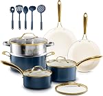 Gotham Steel 12 Piece Pots and Pan Set, Non Stick Cookware Set, Pots and Pans, Pot Set, Pot and Pan Set, Cooking Set, Ceramic Coated, Ultra Durable, Oven and Dishwasher Safe, 100% Toxin Free - Copper