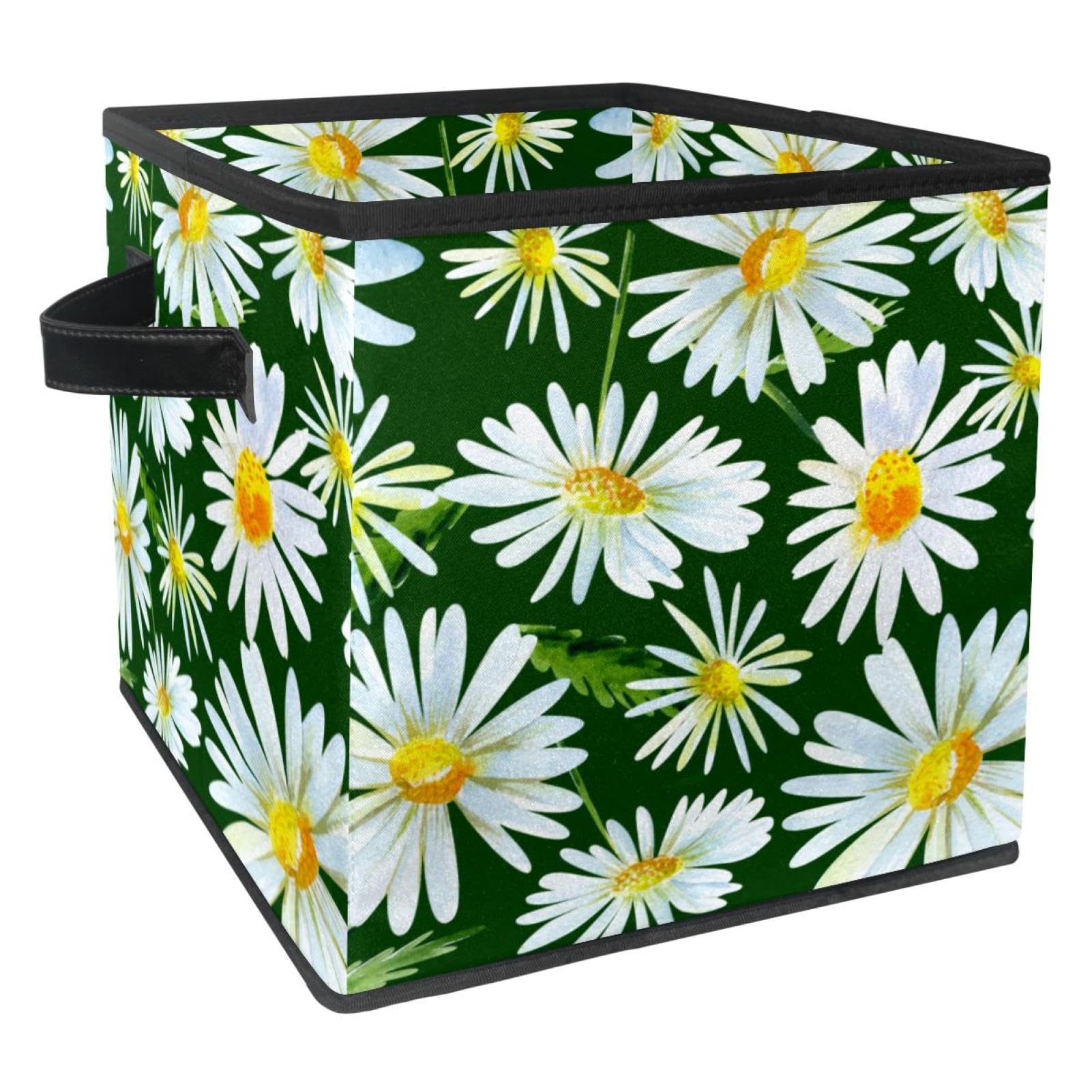 Boîte de rangement pliable cube marguerites pour placard et chambre