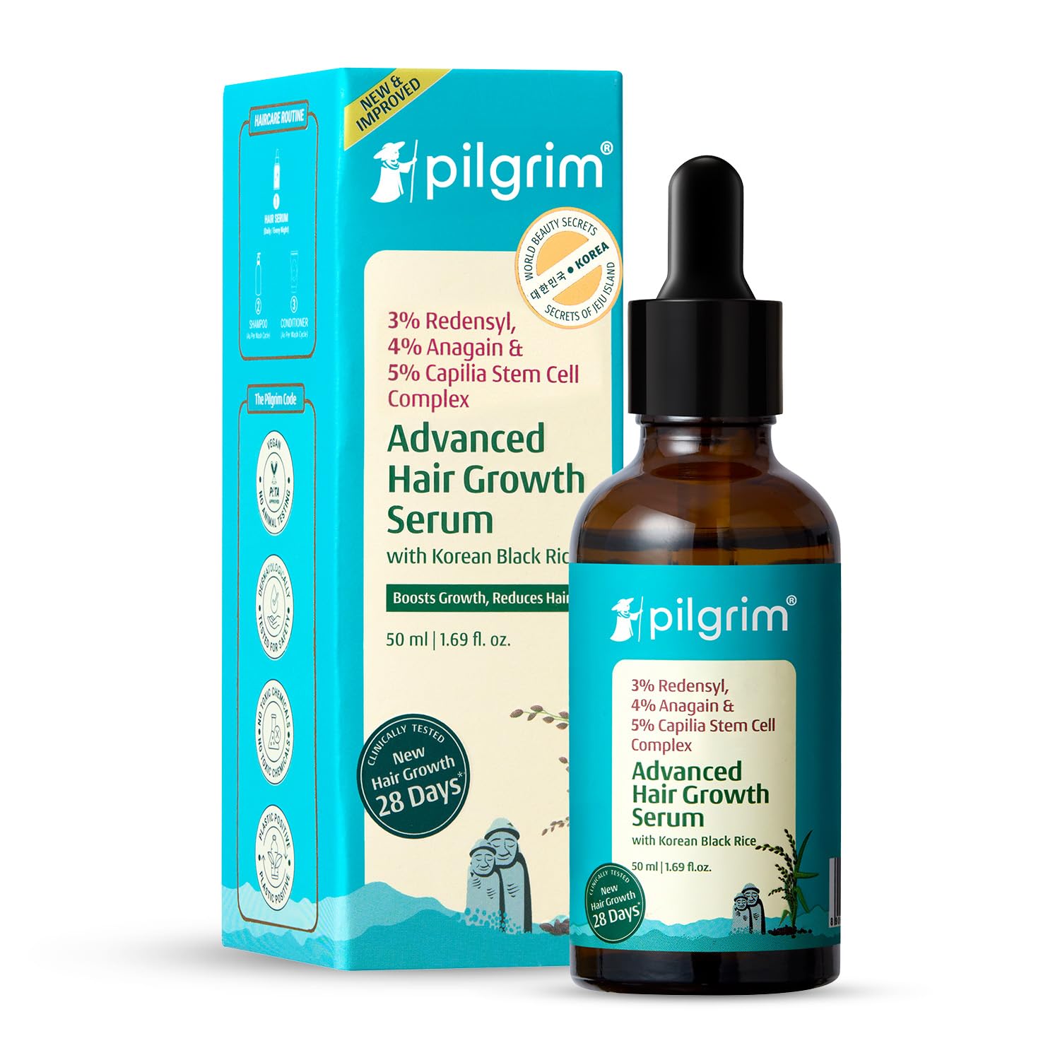 PILGRIM Redensyl 3%+Anagain 4% Advanced Hair Growth Serum For Scalp(50Ml) With Natural Ingredients Korean Black Rice,Controls Hair Fall,Stimulates,Increases Hair Density|Hairgrowth Serum For Unisex PILGRIM Redensyl 3%+Anagain 4% Advanced Hair Growth Serum For Scalp(50Ml) With Natural Ingredients Korean Black Rice,Controls Hair Fall,Stimulates,Increases Hair Density|Hairgrowth Serum For Unisex