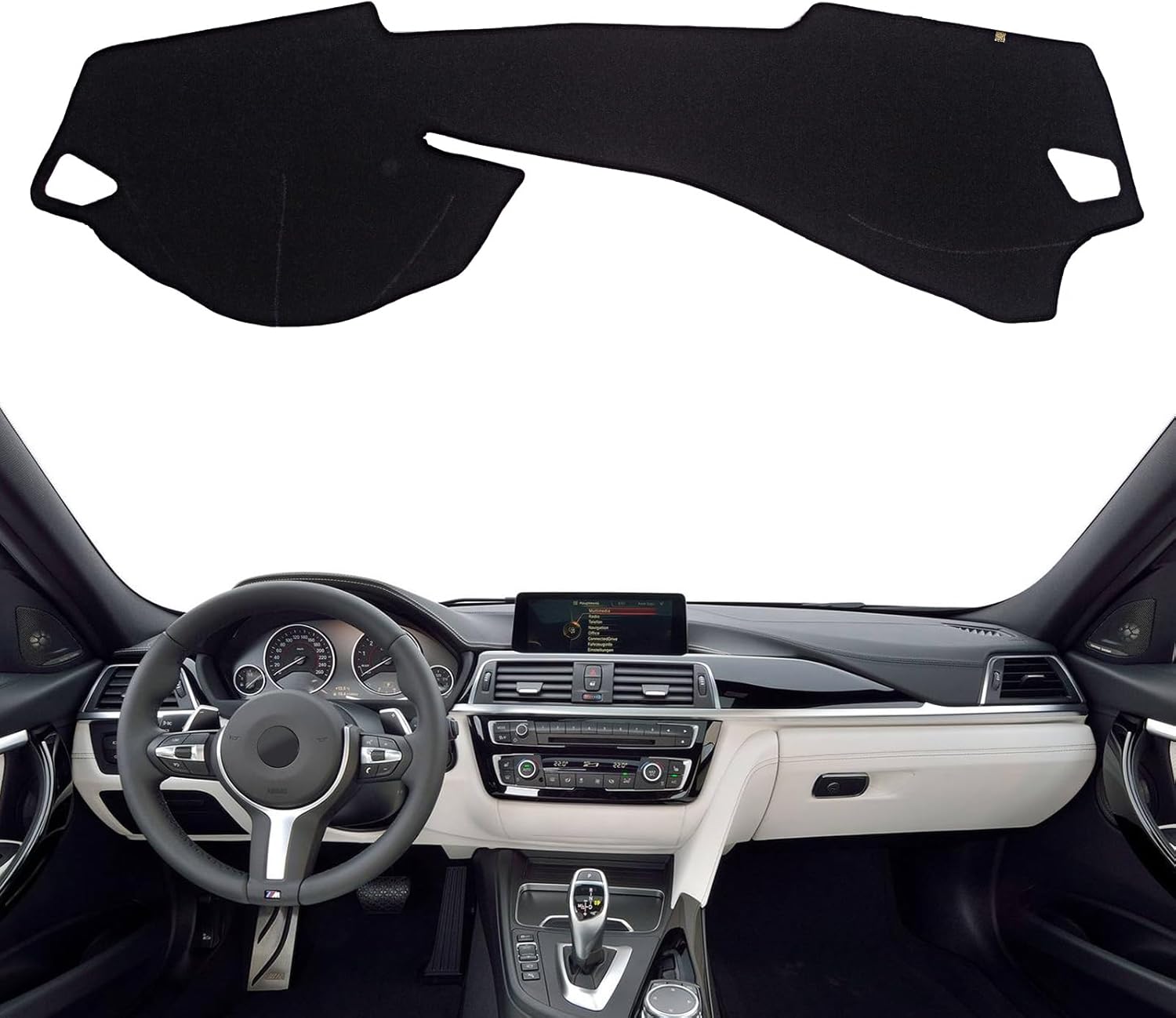 KEYOOG Dashboard Cover Dash Mat Fit for (Body Code:F30 F32 F33) 2018-2014 B-MW 3/4 Series 320i 328i 330e M3 428i 435i 430i (W/o HUD),Car Dash Board Mat Anti-Glare Carpet,Non-Slip Pad (Black)