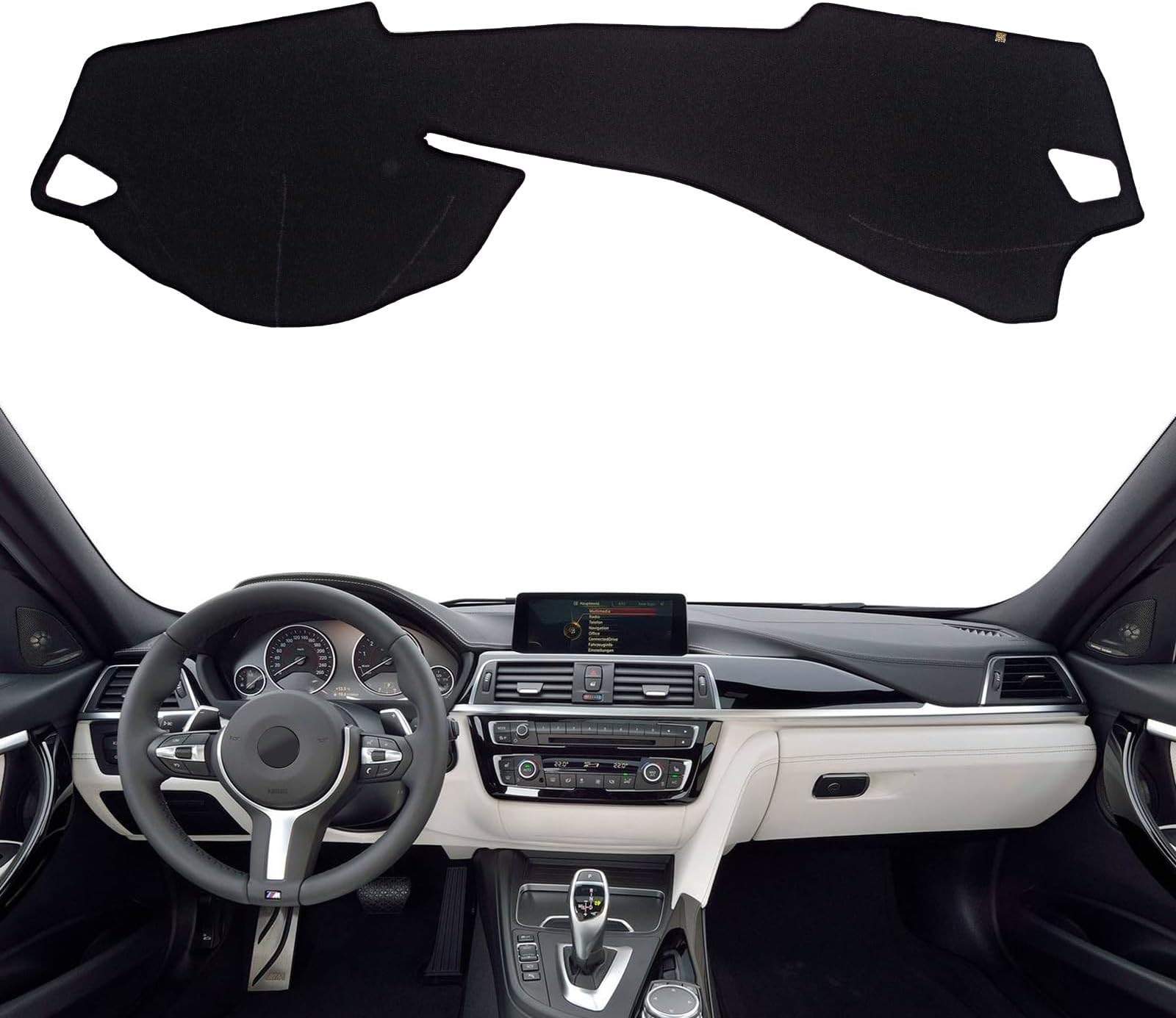 Dashboard Cover Dash Mat Fit for (Body Code:F30 F32 F33) 2018-2014 B-MW 3/4 Series 320i 328i 330e M3 428i 435i 430i (W/o HUD),Car Dash Board Mat Anti-Glare Carpet,Non-Slip Pad (Black)