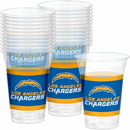 amscan Blue & Orange LA Chargers Vasos de plástico (16 onzas), paquete de 25, su