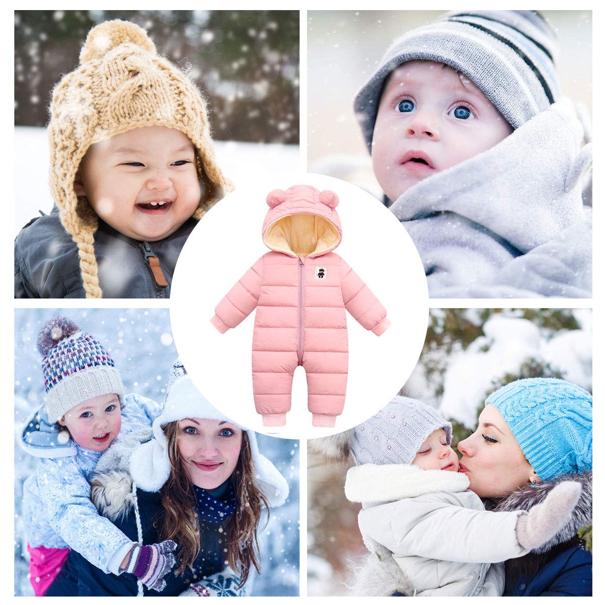 FEOYA Combinaison de Neige Bébé Fille Garçon Manteau à Capuche Hiver Combi Pilote Hiver Bébé Vêtement Hiver Bébé 2-3 Ans Cadeau Noël
