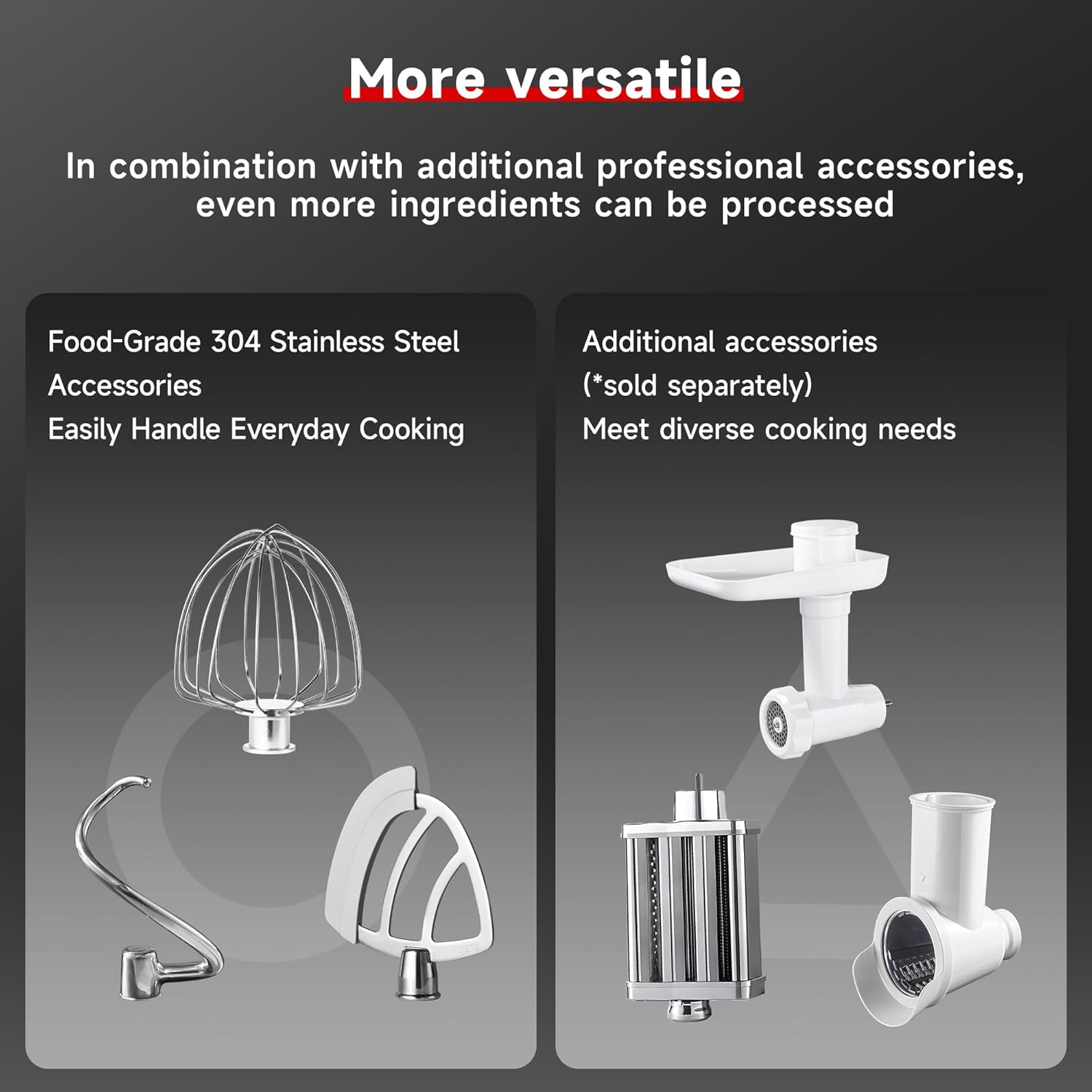 Hauswirt Stand Mixer 6QT XL Large, 4.5" LED Touch Screen Electric Household Stand Up Mixer, Full Metal Structure Standing Mixer 11-Speed, Dough Cake Bread Mixer – Silver