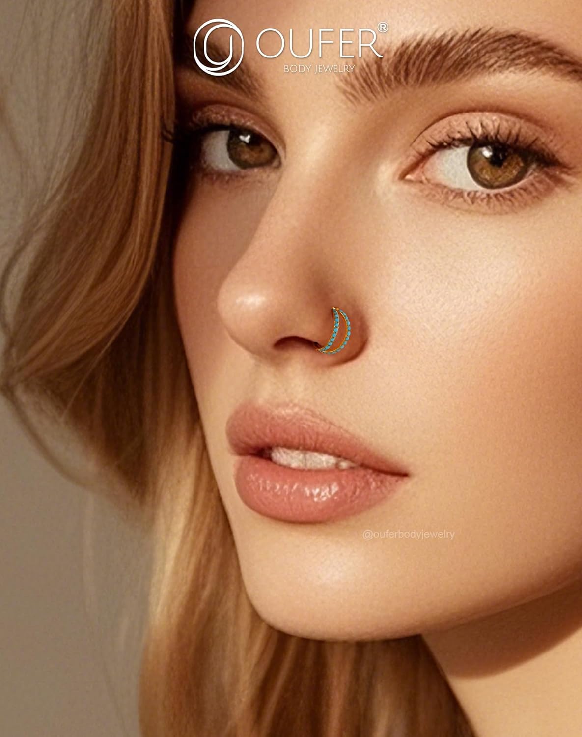 OUFER Turquoise Nose Rings for Women, 316L Surgical Steel 20G Double Hoop Nose Piercing Jewelry, Hinged Segment Septum Lip Eyebrow Rings Cartilage Conch Rook Helix Tragus Daith Earrings-6/7/8MM - Image 3