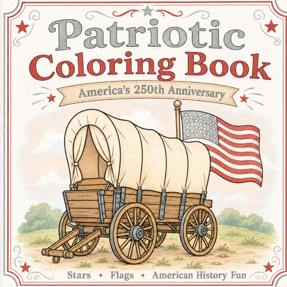 Patriotic coloring book Americas 250th anniversary: Stars flags American history fun