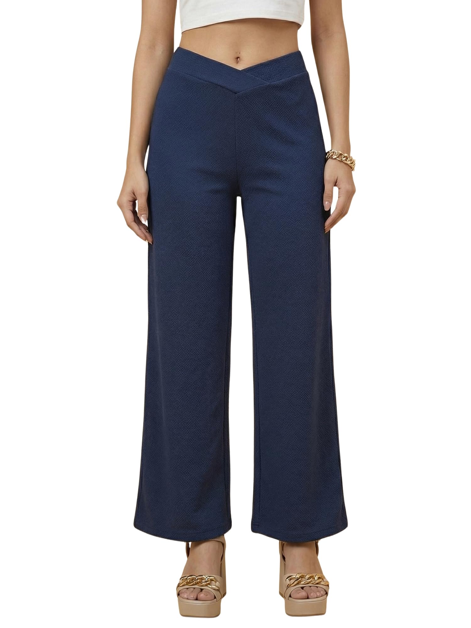 dtr fashion Women's Wide Leg Flared Trousers | High Waist Stretchable Palazzo Pants | Formal Office Wear, Casual Wear, Travel-picture-36