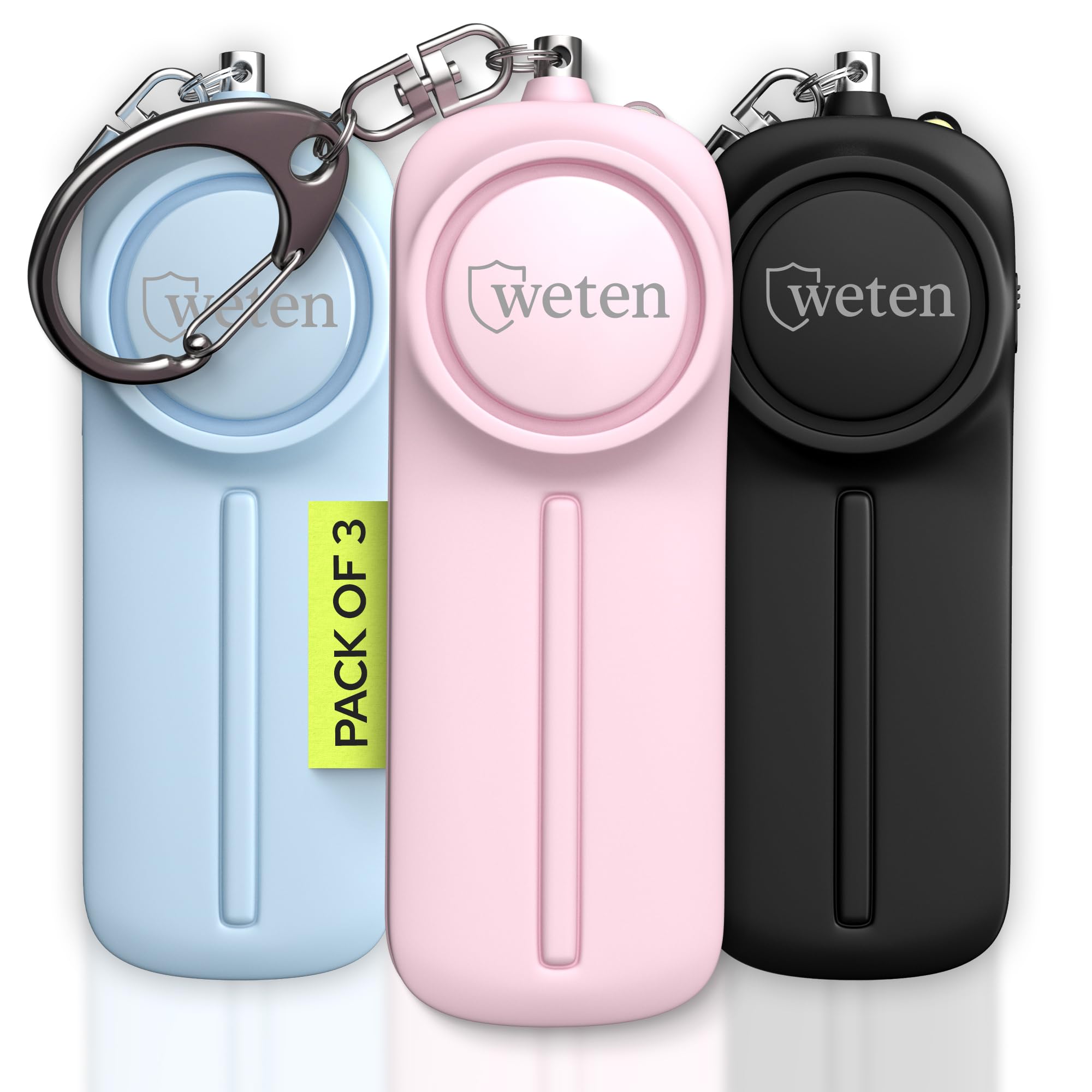 Personal Safety Alarm Keychain for Women - 3 Pack 130dB Siren, LED Light, Panic Pin –Self-Defense Device and Emergency Whistle Alternative for College