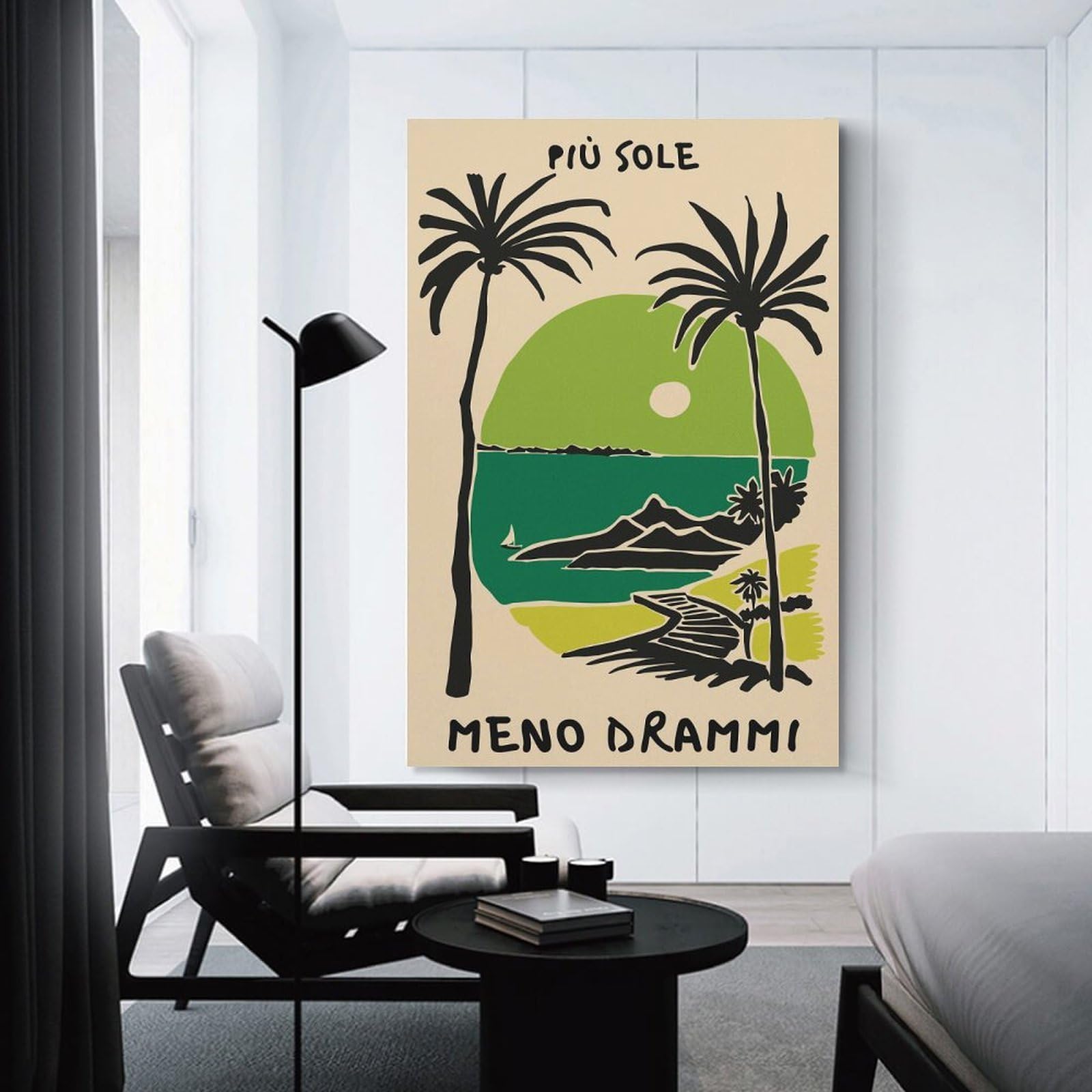 Junmoney Più Sole Meno Drammi Decorative Canvas Print 12x18inch(30x45cm), for Home, Office, Studio Or Guest Room, Versatile Wall Decor for Many Rooms