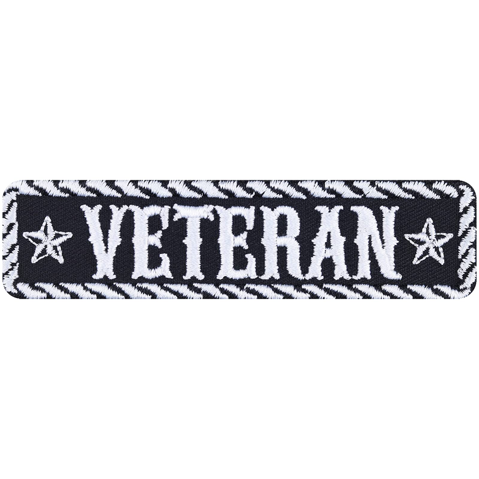 Veteran Iron on Patches - Tactical Sew on Patch for Ex Military Persons, Law enforcers and Biker Club - Wildly Popular Biker Rank Patch for Jackets, Jeans, Backpacks, Hats, Shirts - 3.93x0.98 in