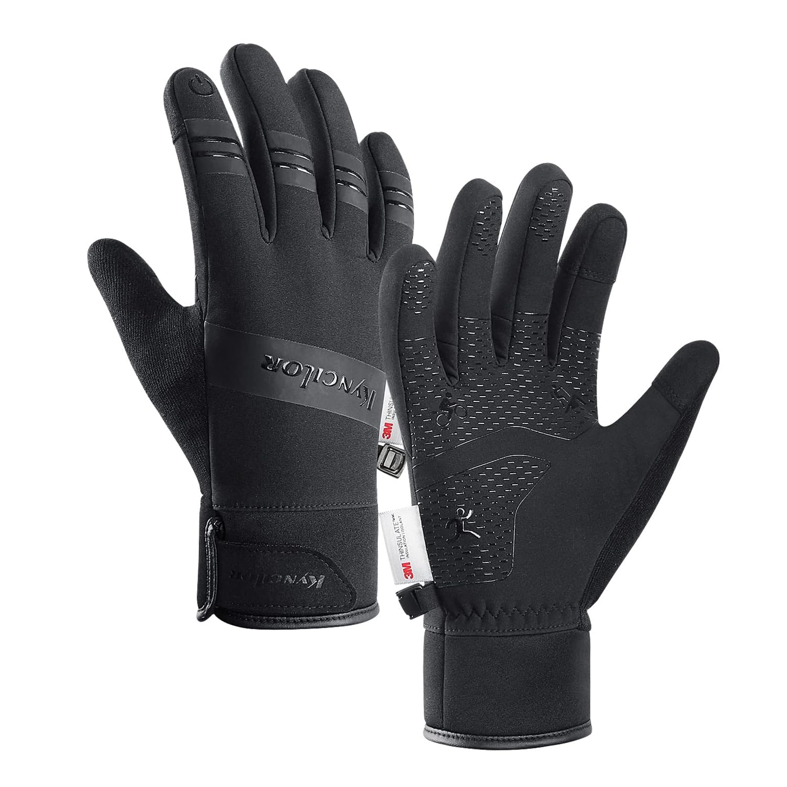 FOXLVDA Guantes de invierno de -12.2 °C para hombre y mujer, impermeables, resistentes al viento, guantes térmicos para pantalla táctil, con agarre antideslizante y forro cálido para clima frío,