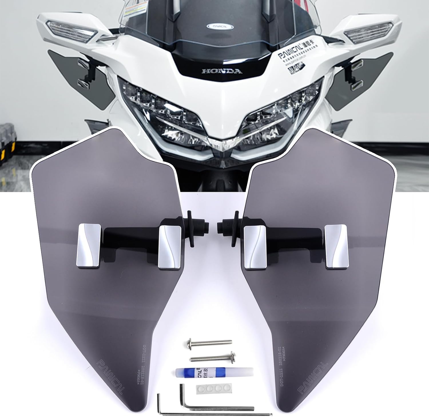 PANICAL Motorcycle for Honda Goldwing Accessory GL1800 F6B 2018-2026 Windshield Air Deflector Adjustable Wind Deflector Smokey Gray Acrylic Nondestructive iInstallation PMMA (KY DS20241191 C)