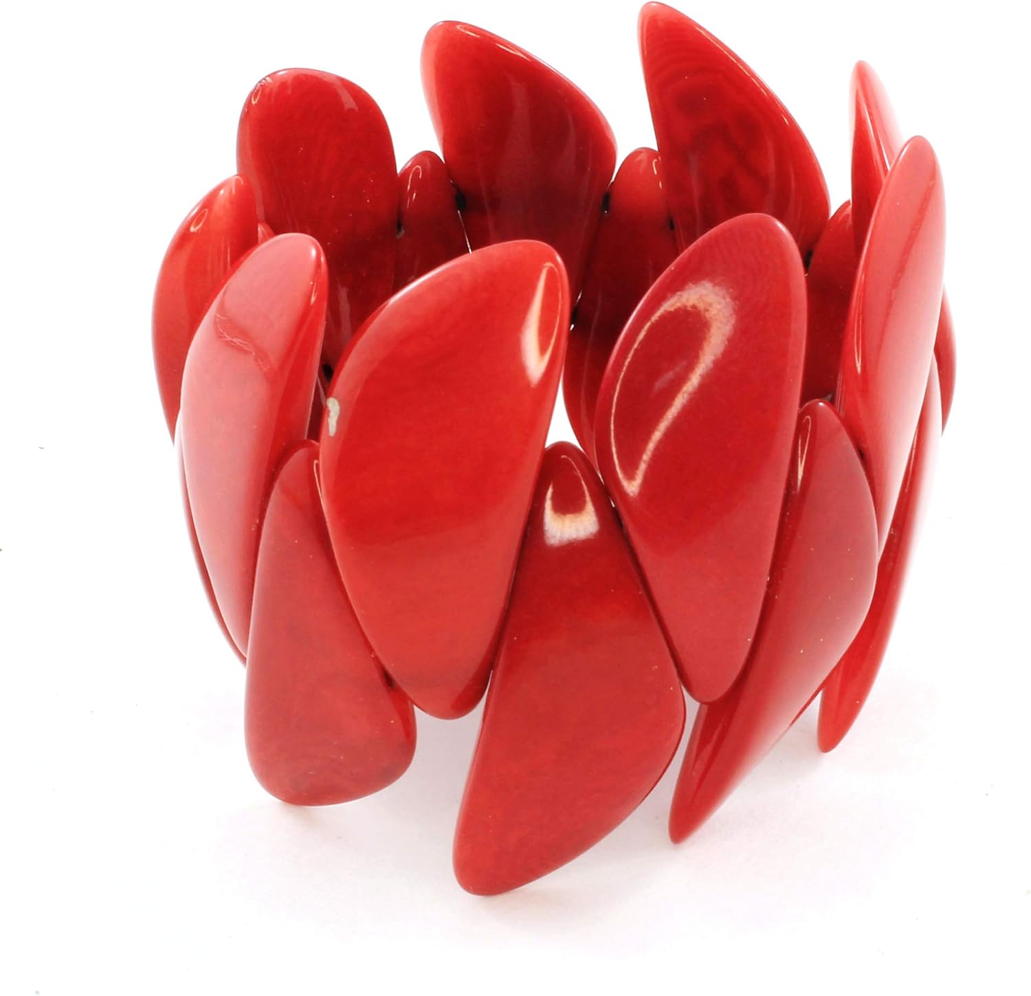 Tagua Stretchy Bracelet for Women, Artisan Handmade Fashion Cuff for Her, Wide and Easy On and Off