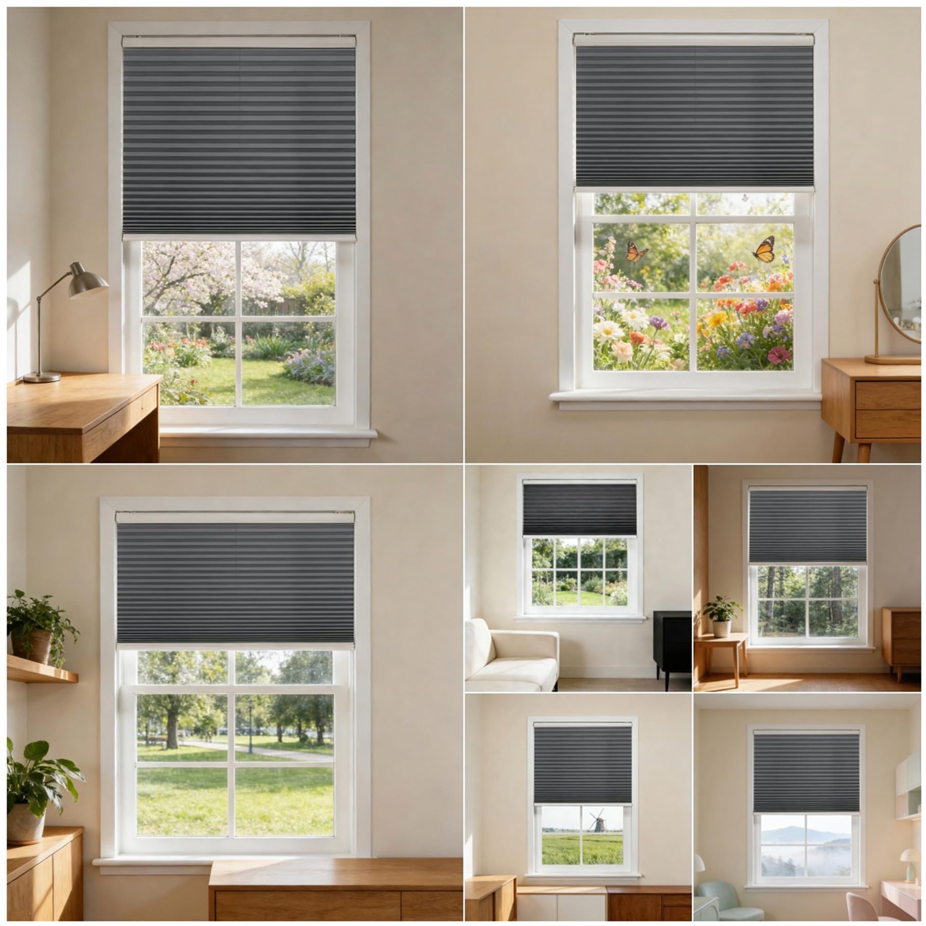Tenda Avvolgibile 68 x 80 cm Opache, Protezione da Sole e Sguardi Indiscreti, con Clip, Altezza Regolabile, Termiche Tenda Plissettata Crush per Bagno, Soggiorno, Cucina, Grigio