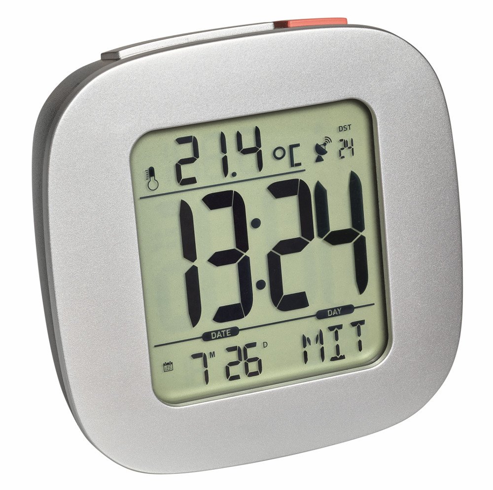 TFA Dostmann Sveglia Digitale Effetto Specchio – 60.2032.54, 2 Allarmi, 16 Suoni, Termometro Interno, Ricaricabile USB, Argento - 4