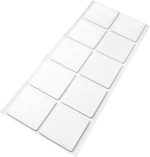 Adsamm® / 10 x self-Adhesive Felt Pads/White / 1.77x1.77'' (45x45 mm) / Square / 0.138'' / 3.5 mm Thick Stick-on Furniture Felt Glides/Furniture & Chair Glides