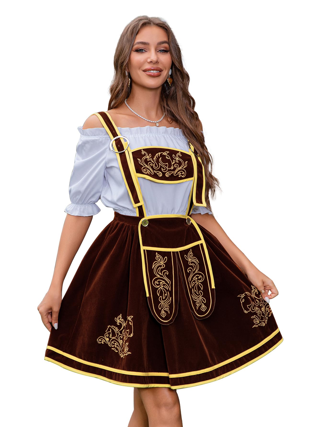 EvoEch German Bavarian Oktoberfest Costume Set for Women for Halloween Costume Party and German Beer Festival Theme Party, L