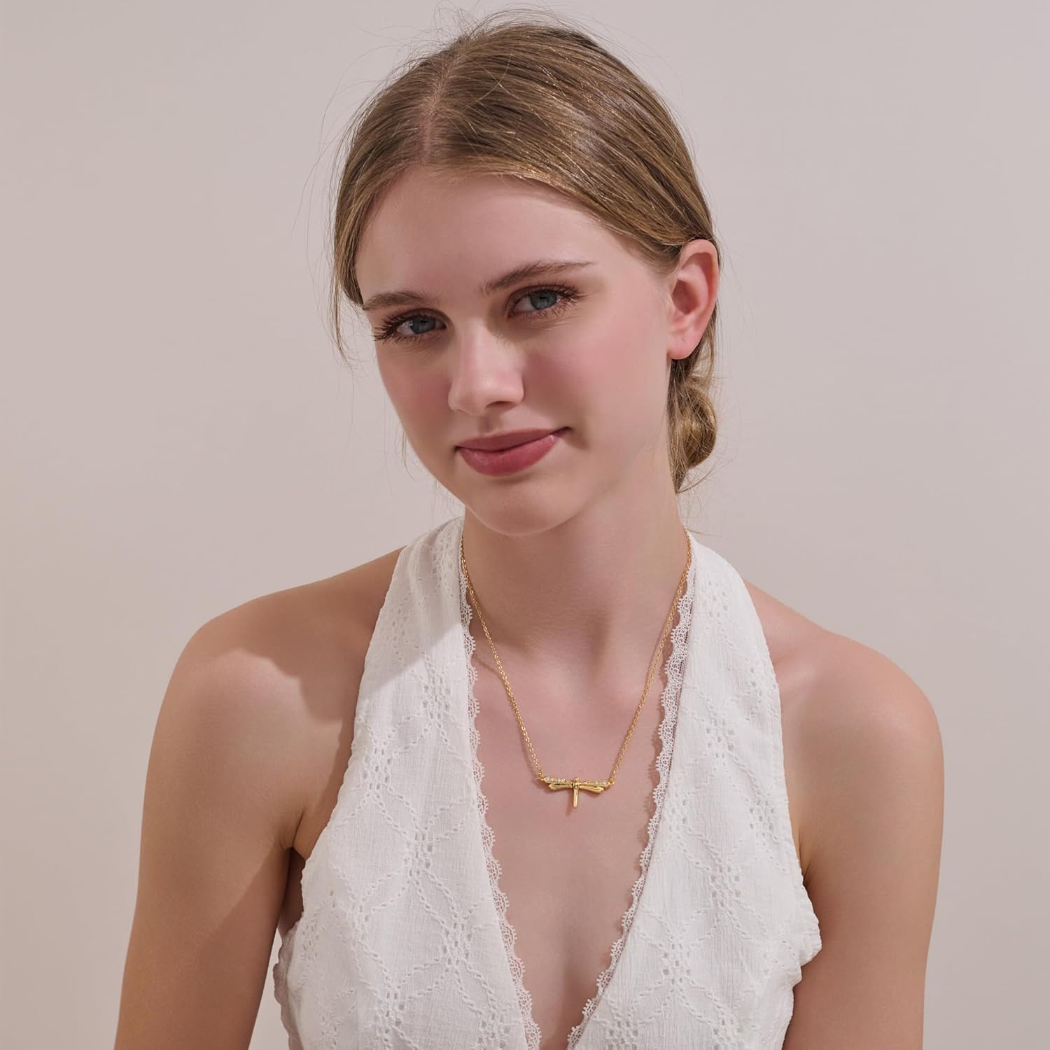 Gold Pendant Necklace for Women, Elegant Dragonfly Pendant Necklace, Dainty Necklace for Gifts - Image 2