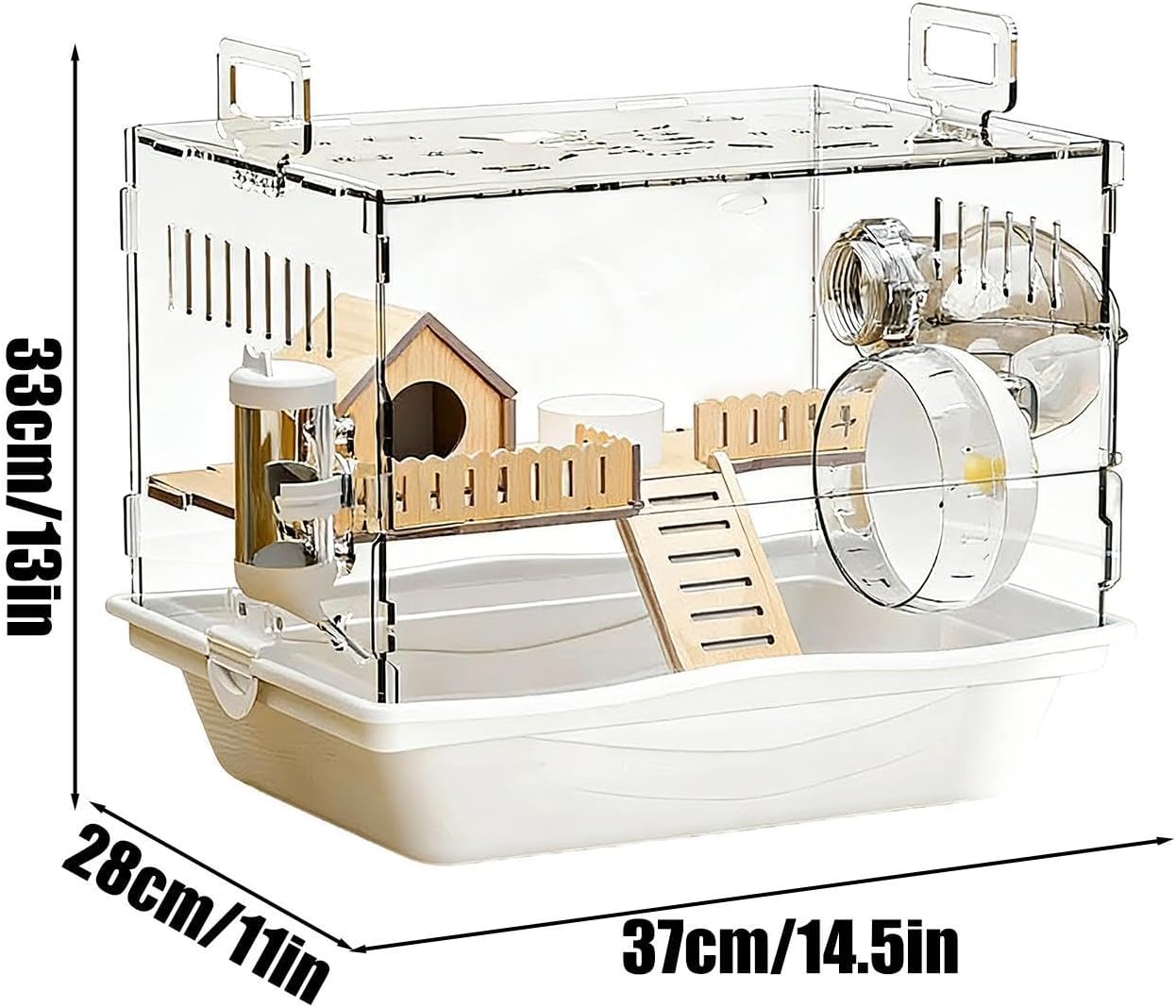 Gerbil Cage - Animal Transparent Habitat House - Small Pet Enclosure Habitat | for Gerbil Chinchilla Bunny Ferret Hamster Dwarf