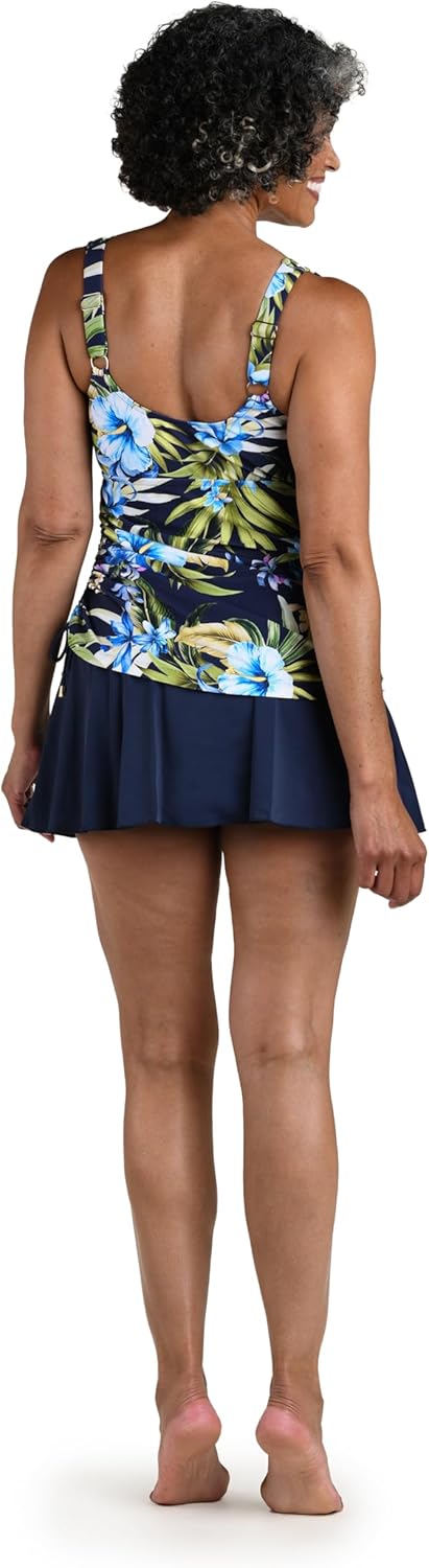 Shirred Skirted Swim Dress One Piece Swimsuit