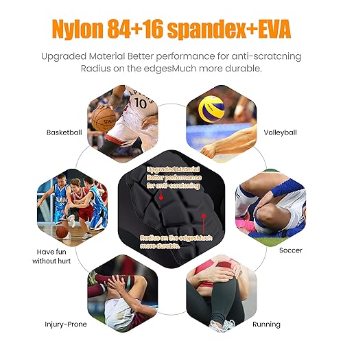 Miniatura 5 de Rodilleras de baloncesto, rodilleras de compresión para adolescentes y adultos, rodilleras de lucha libre, voleibol de fútbol, pickleball,