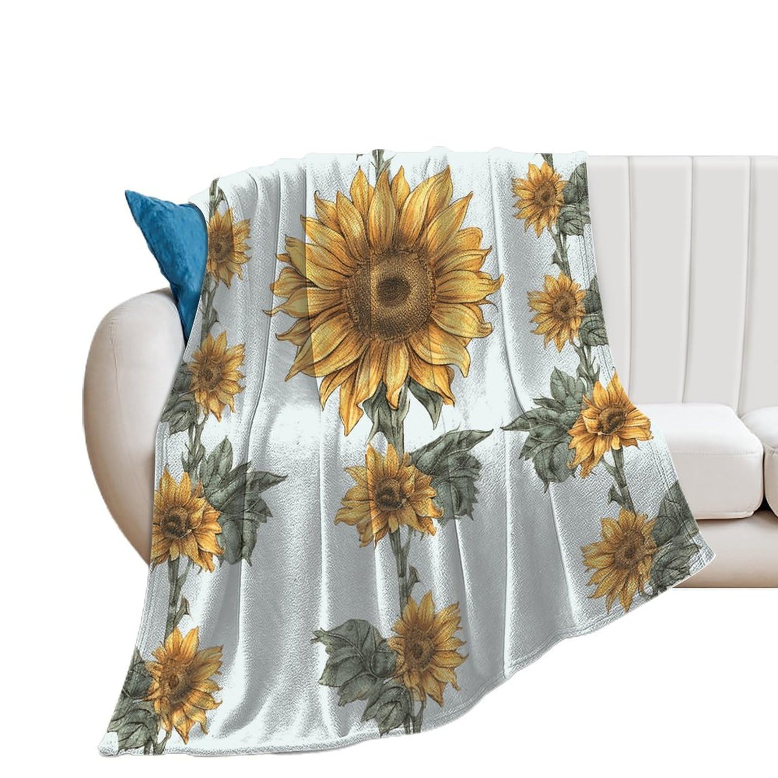 Couverture décorative douce haut de gamme motif tournesol