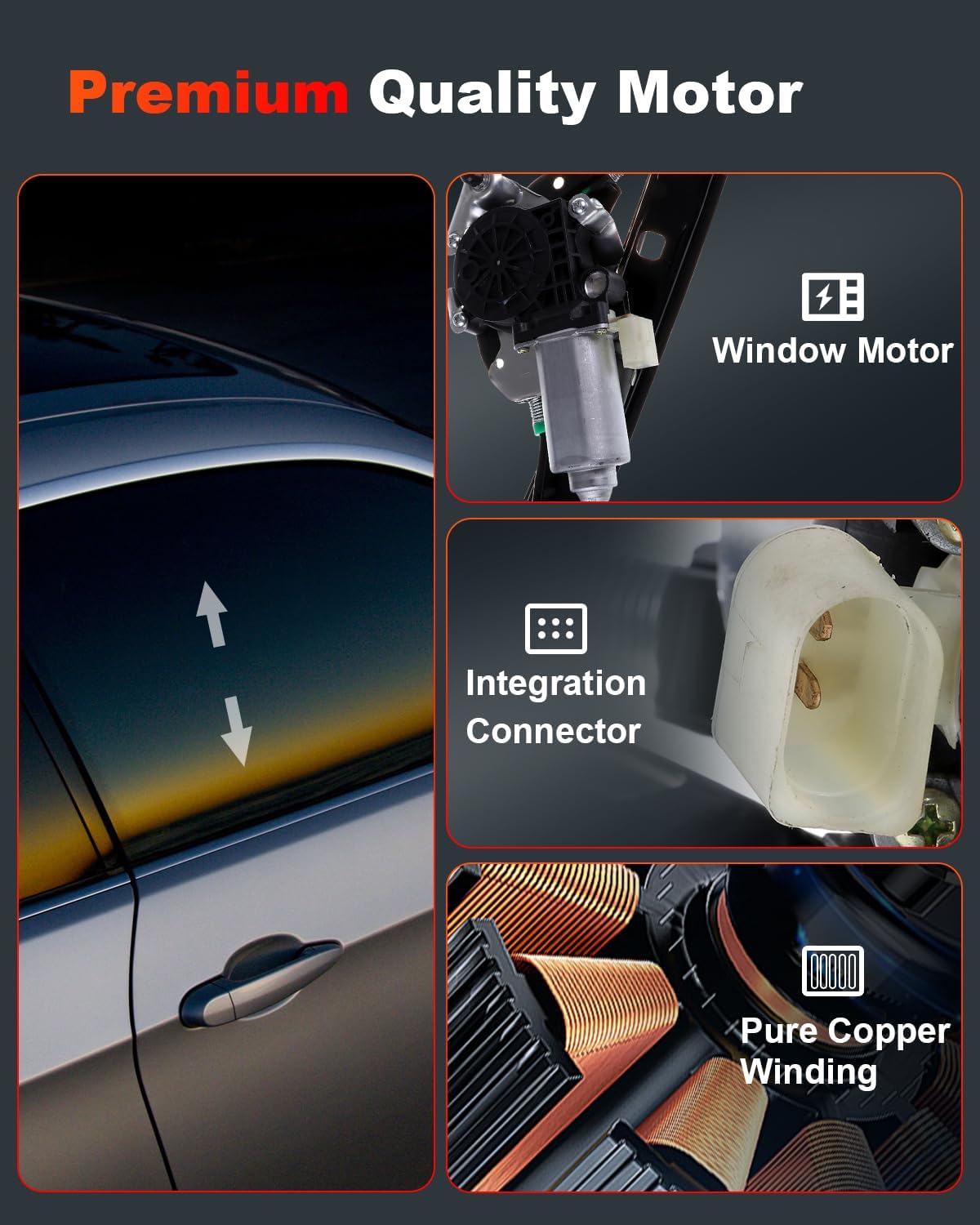 Front Left Drivers Side Power Window Regulator with Motor Assembly Replacement for 2001-2005 for BMW 325i 325xi 330i 2000 for BMW 323i 328i(Front Left Power Window Lift Regulator with Motor Assembly）