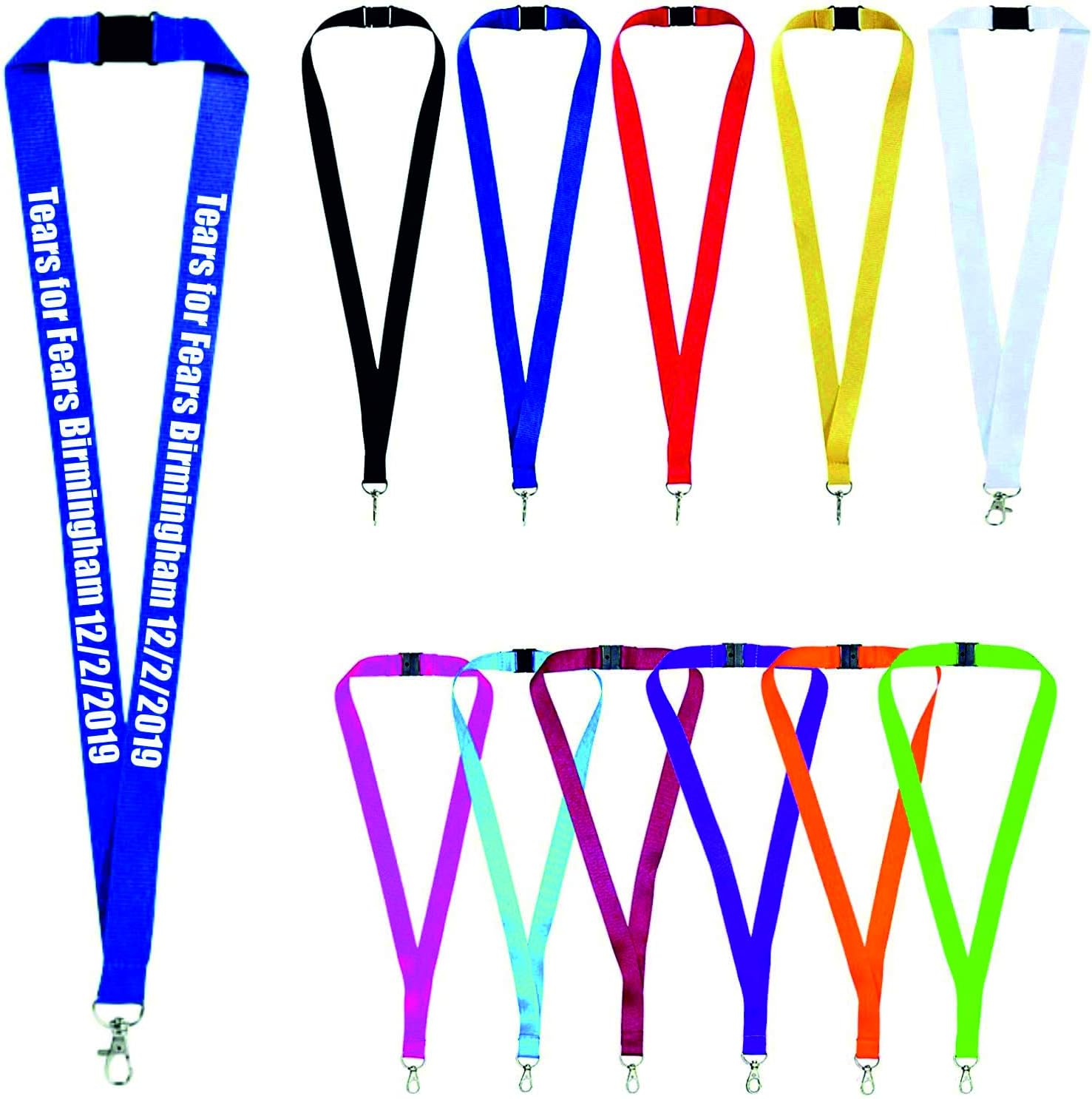 Concert Lanyards Personalised X 1 Any Event, Any Location, Any Date, Printed Lanyard. Personalised ID Neck/Lanyard. Lanyard for holding a name badge, ID card (Royal Blue)
