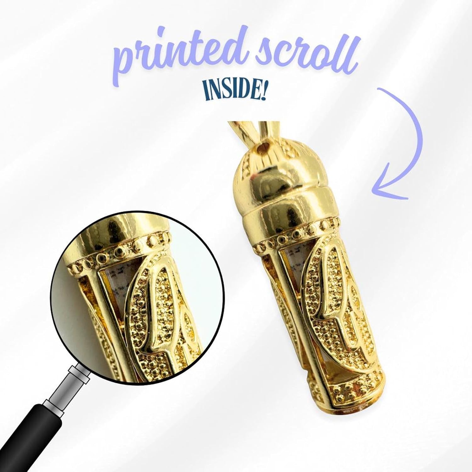Made In Israel 14K Gold Plated Mezuzah Pendent Necklace Hamsa My Fire Blessing – Jewish Symbol Pendant from Israel Gold Color Shabbat Gift Israel - Image 6